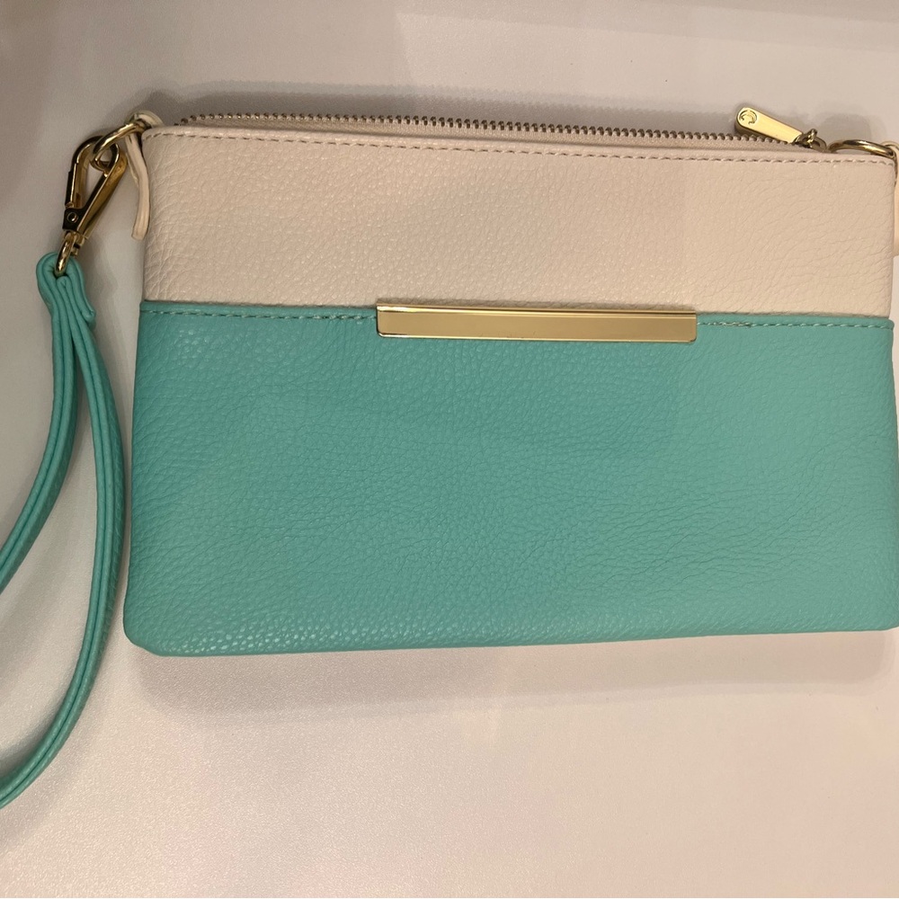 Elegant Cream and Turquoise Clutch